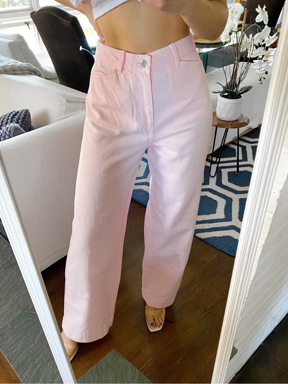 ZARA Light Pink High Rise Wide Leg Denim Jeans! 🌸